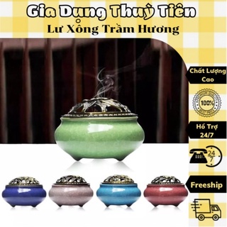 Lư xông trầm hương đỉnh đốt nhang gốm sứ cao cấp