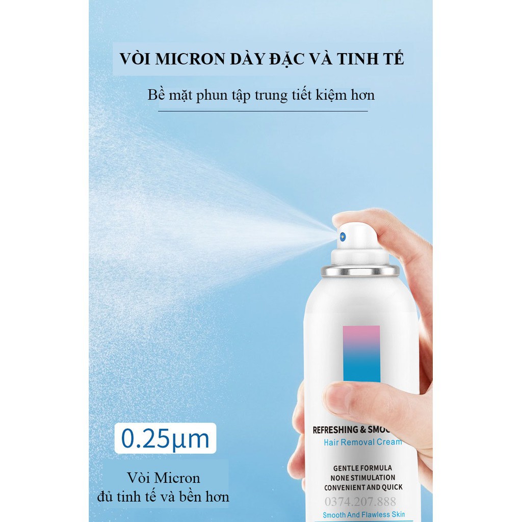 Kem tẩy lông dạng xịt DETFVO 150ml dịu nhẹ không đau rát, triệt lông an toàn cho mọi loại da