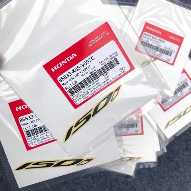 ★ 1 Đôi Tem Chữ 150i SH 2020 - Sh 2021 - SH 2022 - MÃ K0S ★ Hàng Honda chính hãng