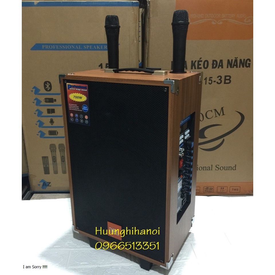 Loa kẹo kéo karaoke 700W bass 3 tấc thùng gỗ, tặng kèm 2 micro không dây hát hay, bền giá rẻ