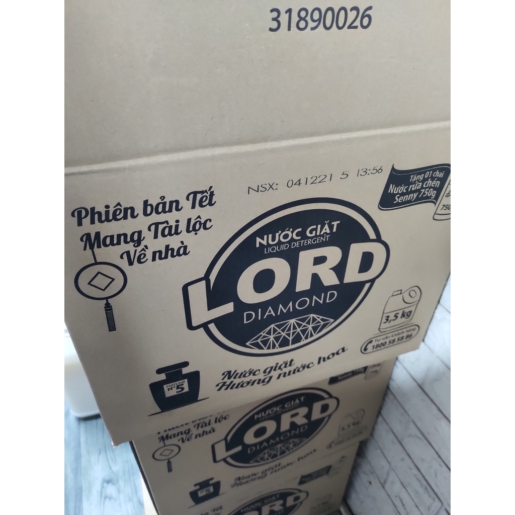 NƯỚC GIẶT LORD DIAMOND HƯƠNG NƯỚC HOA PHÁP 3.5KG - TẶNG NƯỚC RỬA CHÉN SENNY HƯƠNG QUẾ 750G (27K)