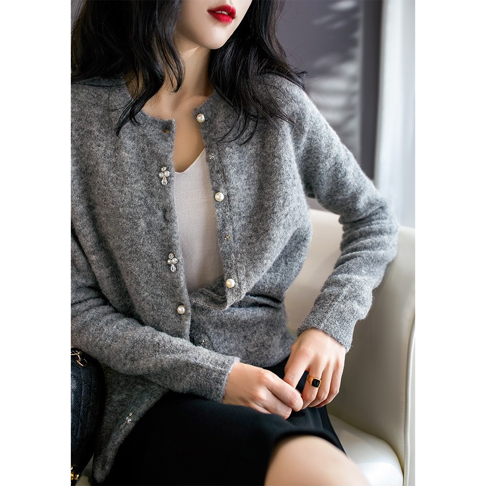 Áo khoác cardigan lông chuột