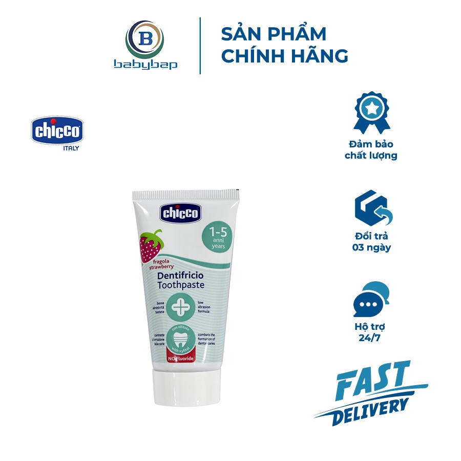 Kem Đánh Răng Hương Dâu Chicco 12M+ Hông Làm Tổn Hại Đến Men Răng Sữa Của Bé