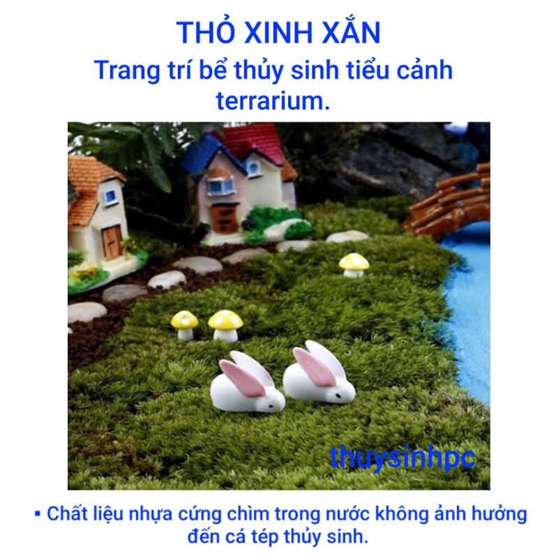 Mô hình thỏ xinh xắn trang trí bể thủy sinh cá cảnh