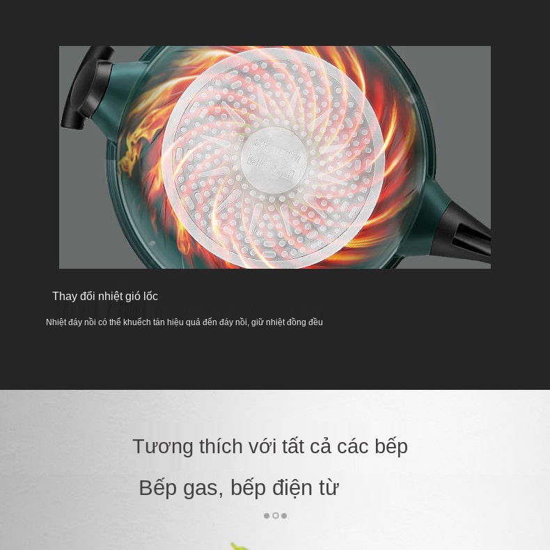 ۞△Chảo đá y tế nổi tiếng có thể xẻng chống dính Nồi nấu phở đa chức năng vi áp bếp từ kép dùng gas <