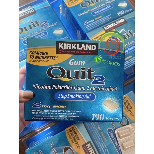 Kẹo gum cai thuốc lá kirkland gum quit Mỹ