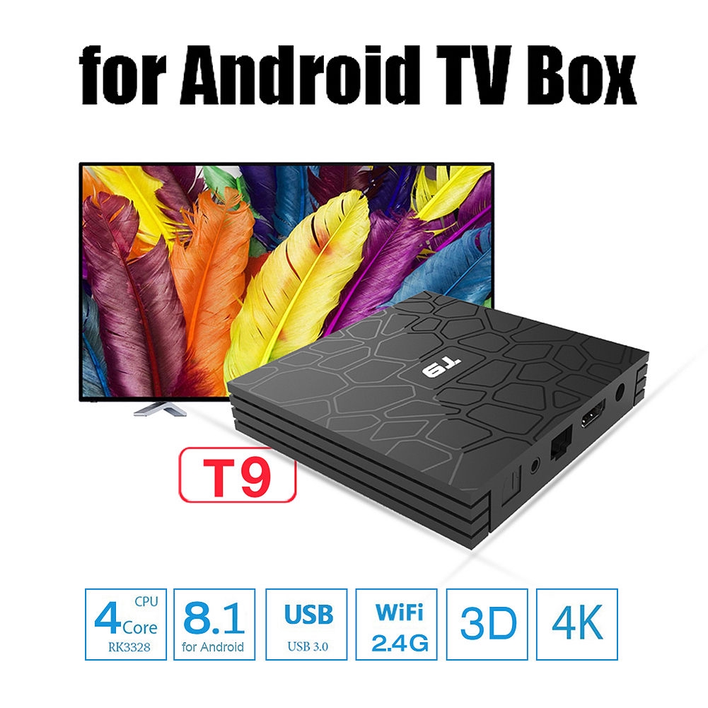 Thiết bị chuyển đổi TV thường thành smart TV T9 RK3328 4K 2.4G WIFI Bluetooth USB 3.0 32GB Smart TV Box Android 8.1