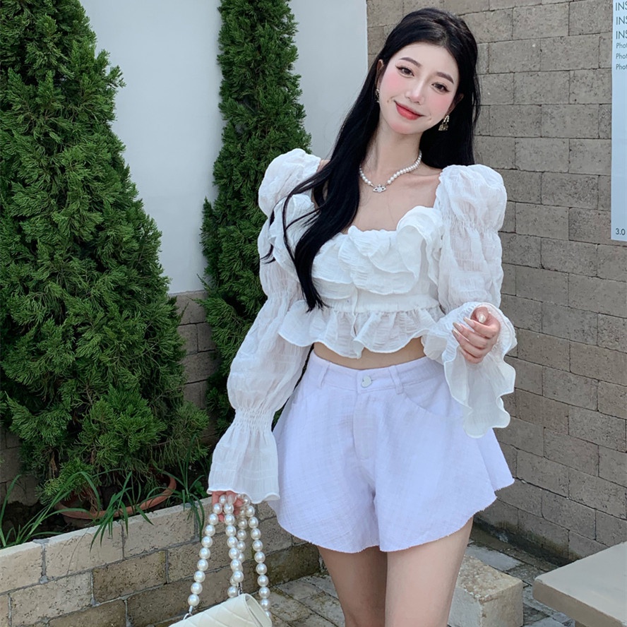 Áo Croptop Tay Dài Thiết Kế Quyến Rũ Hợp Thời Trang