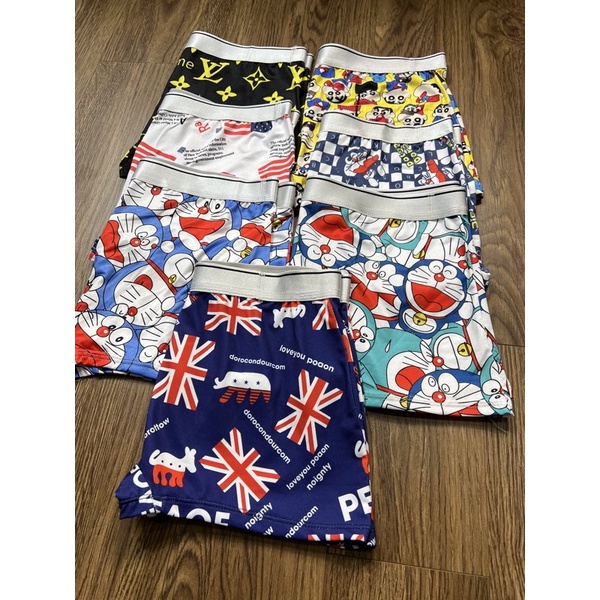 Combo 4 quần sịp in hoạt hình, sịp doremon, quần sịp đùi nam thun lạnh co dãn 4 chiều cho nam