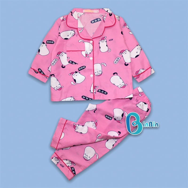 Pijama cho bé gái bộ dài tay chất kate