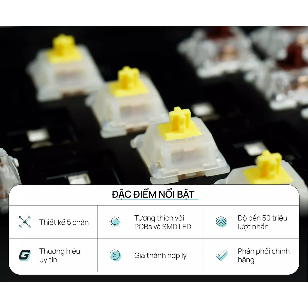 Bộ switch dành cho bàn phím cơ Gateron Milky Yellow Pro Switch  - bộ 35 Switch