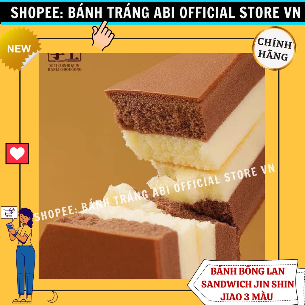 Bánh bông lan gato tam giác cao cấp đài loan Jin Shan Jiao 3 vị socola trà xanh dâu