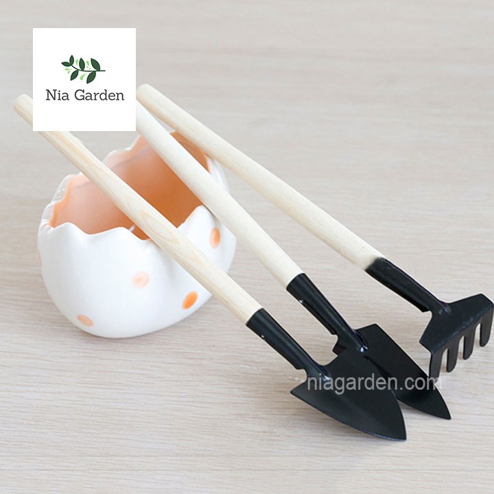 Bộ làm vườn dụng cụ làm vườn mini 3 món xẻng cào xúc đất Nia Garden N6