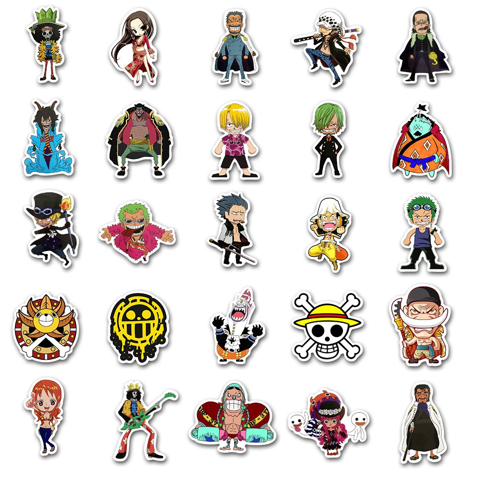 Bộ 50 miếng dán chống thấm nước in họa tiết nhân vật hoạt hình One Piece