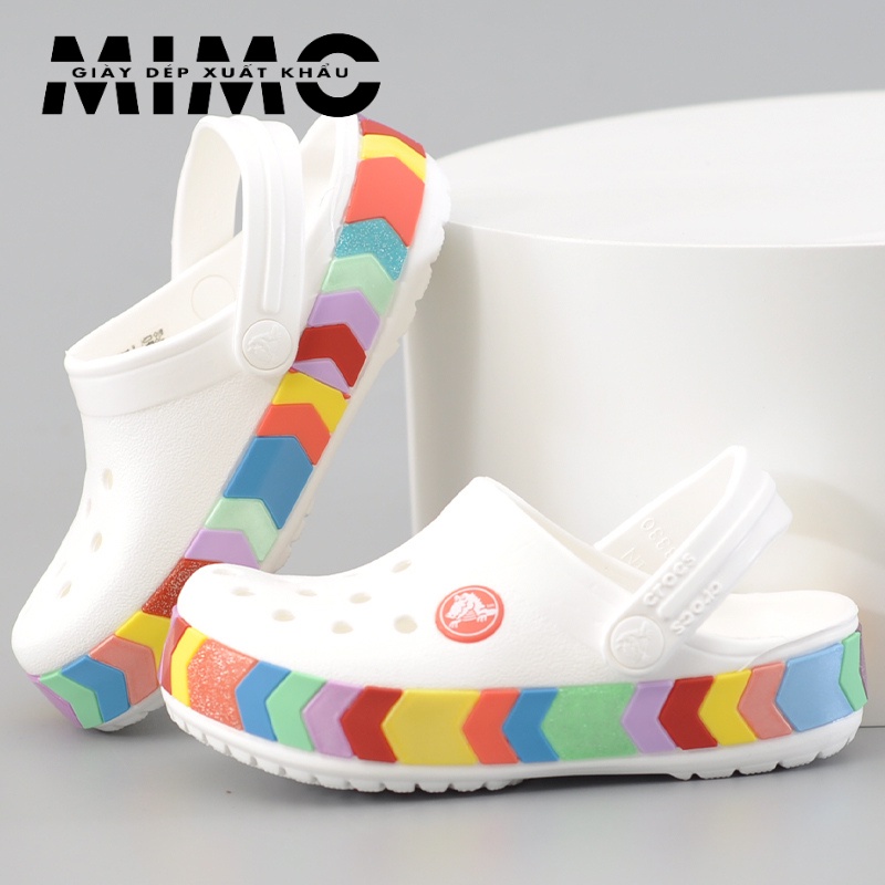 [Tặng 10 jibit] - Sục trẻ em, dép sục nhựa 3D viền mũi tên nhiều màu siêu êm mềm nhẹ, bền đẹp cho bé gái