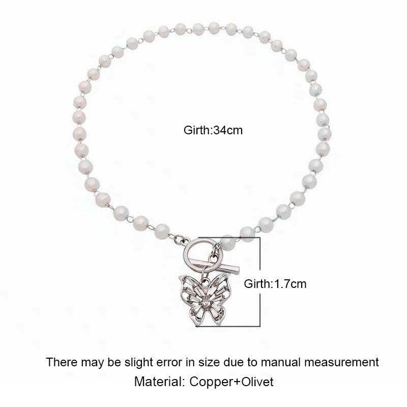 Vòng Cổ Choker Hình Bướm Đính Ngọc Trai Phong Cách Hàn Quốc