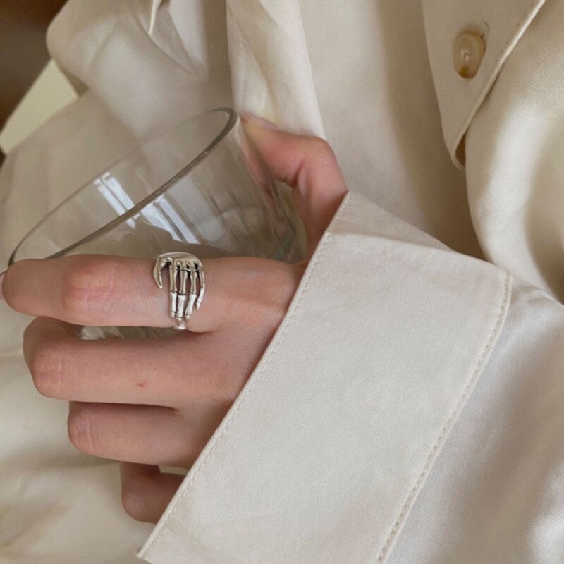 Nhẫn Hở Hình Đầu Lâu Phong Cách Punk Hiphop Cá Tính Cho Nam