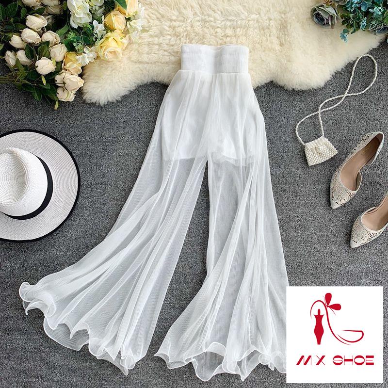 M & X  Quần Đuôi Cá Ống Loe Xếp Ly Lưng Thun Phong Cách Phương Tây Thời Trang Mùa Hè Mới Dành Cho Nữ