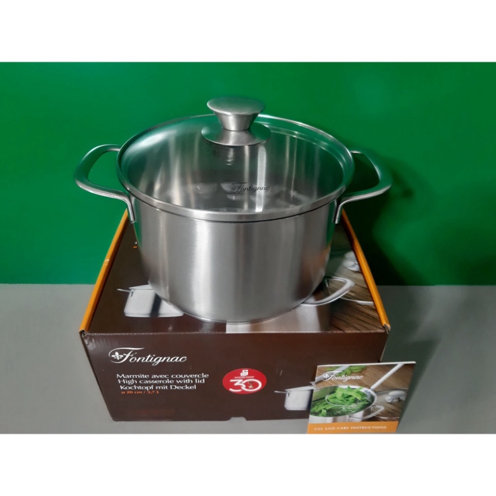 Nồi inox cao cấp Fontignac 20cm 🥘có vạch báo mực nước🐟 Thương hiệu hàng đầu của Pháp HGDBĐ