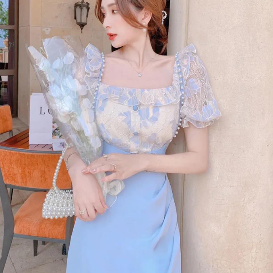 Set Áo Phối Ren Và Váy Hai Dây Phong Cách Pháp Thời Trang Mùa Hè 2021 (có bán lẻ)