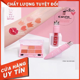 Set bảng mắt mascara và son tông cam gạch odbo lady set od1035