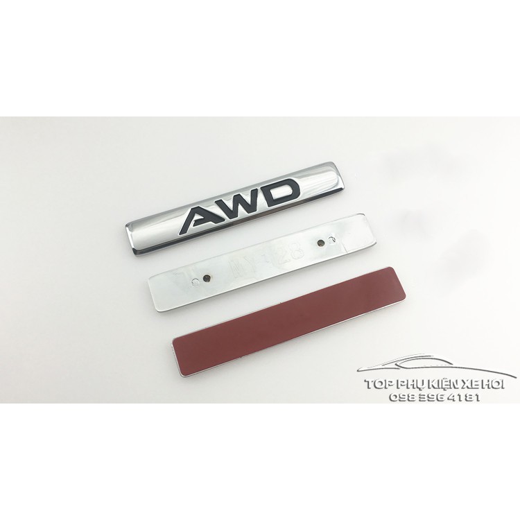 Decal logo AWD động cơ vô cấp dán đuôi xe