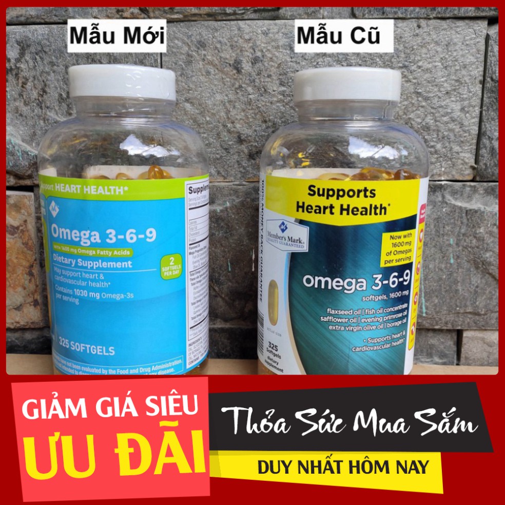 GIÁ SÔC NHIỆT Viên uống Member's Mark Omega 3-6-9 Supports Heart Health 325 viên của Mỹ omega 369 GIÁ SÔC NHIỆT