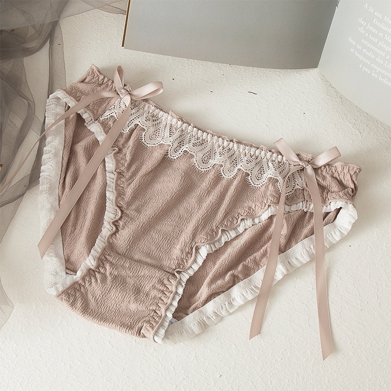 Quần Lót Cotton Phối Ren Nhún Bèo Co Dãn Thoải Mái Xinh Xắn Cho Nữ DAN L&amp;U 1688