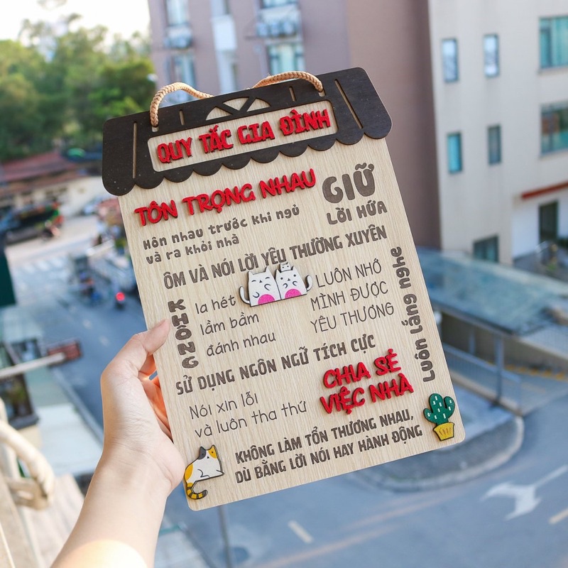 Bảng Gỗ Trang Trí Quy Tắc Gia Đình