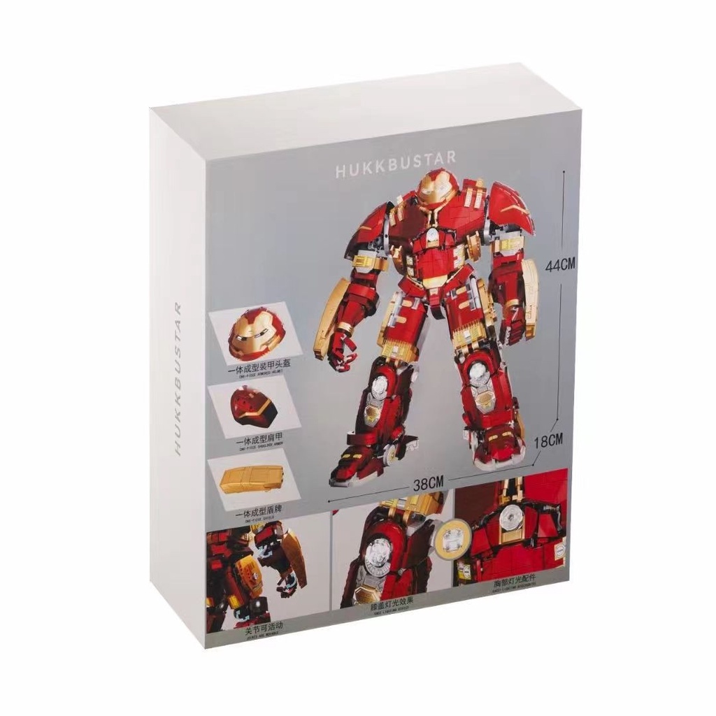 Lắp ráp mô hình Super Heroes Ironman V5004 Mech Anti-Hulk MK44 siêu cấp có đèn led