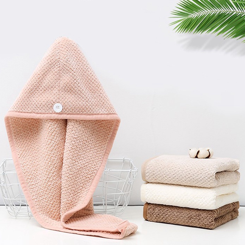 Khăn Quấn Khô Tóc Sợi Nhỏ Có Nút Cài