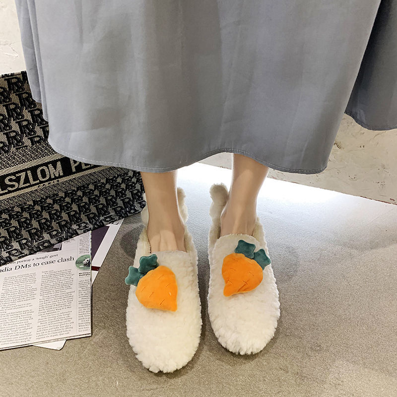 Giày Lười Lót Nhung Lông Cừu Ấm Áp Đế Bệt Thời Trang Mùa Đông Phong Cách Hàn Quốc Dành Cho Nữ | BigBuy360 - bigbuy360.vn