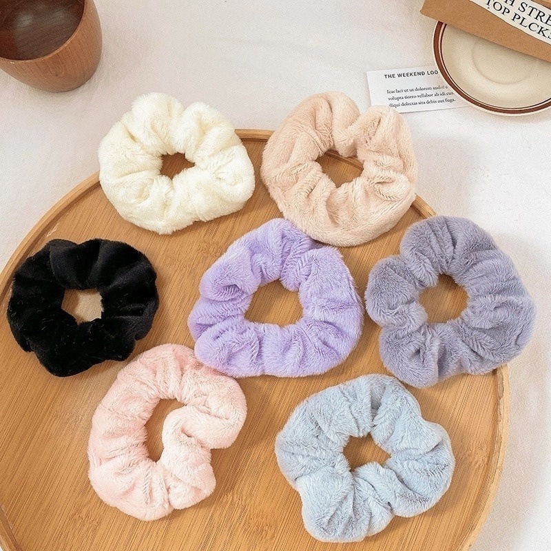 Dây Buộc Tóc Co Giãn Cao Phối Lông Phong Cách Hàn Quốc Thời Trang Cho Nữ