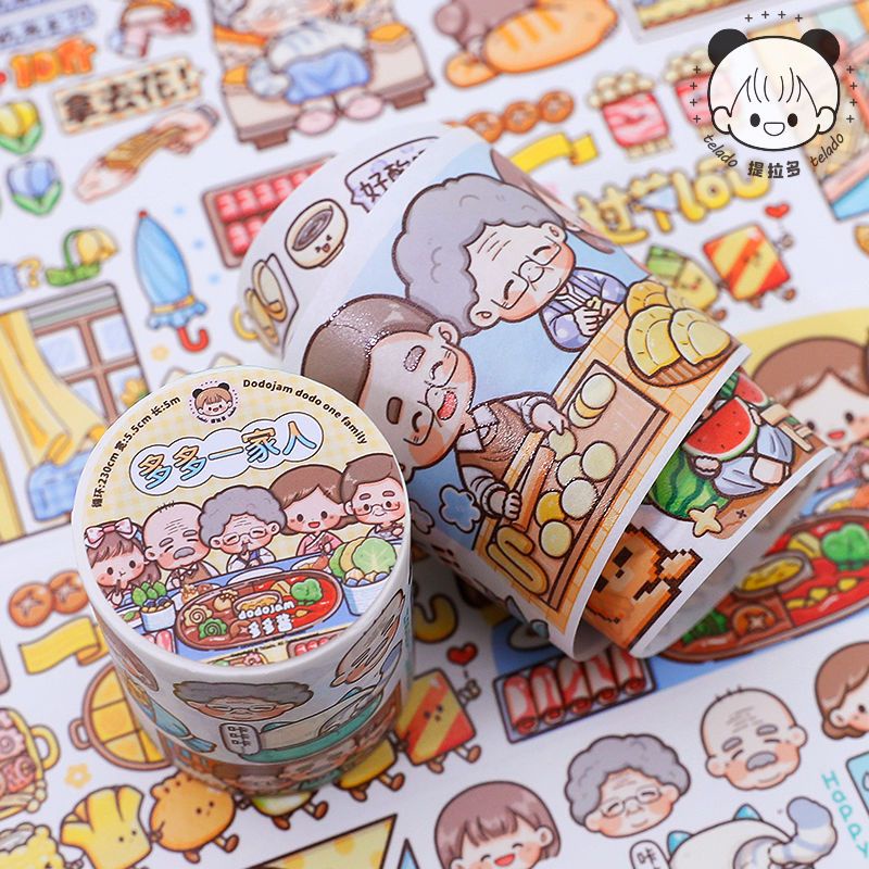 Cuộn Băng Keo Washi Dán Sổ Tay Cho Gia Đình