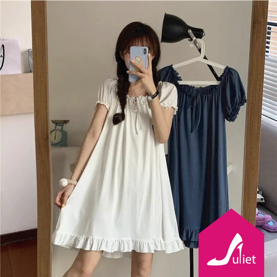 Váy ngủ tiểu thư cộc tay, Đầm ngủ công chúa, chất thun cotton co giãn 4 chiều