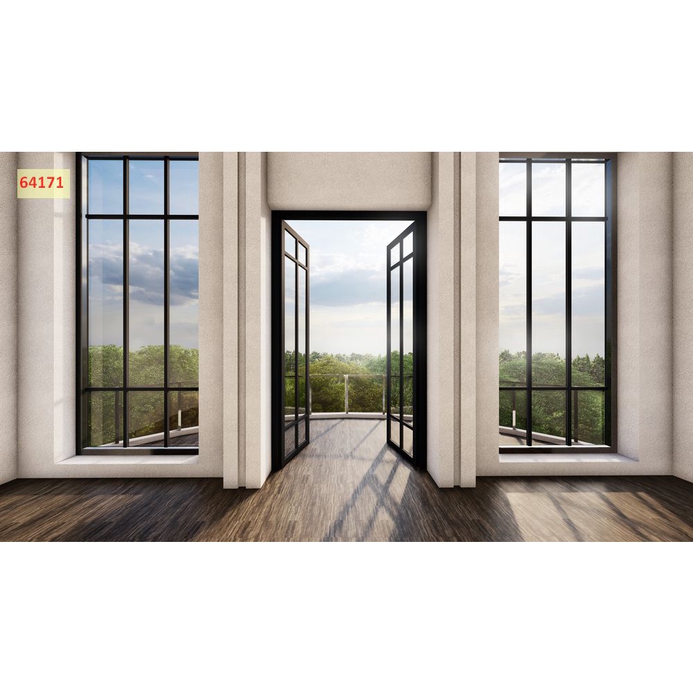 Tranh dán tường 3d cửa sổ thoáng mát tạo cảm giác thoải mái, tự nhiên