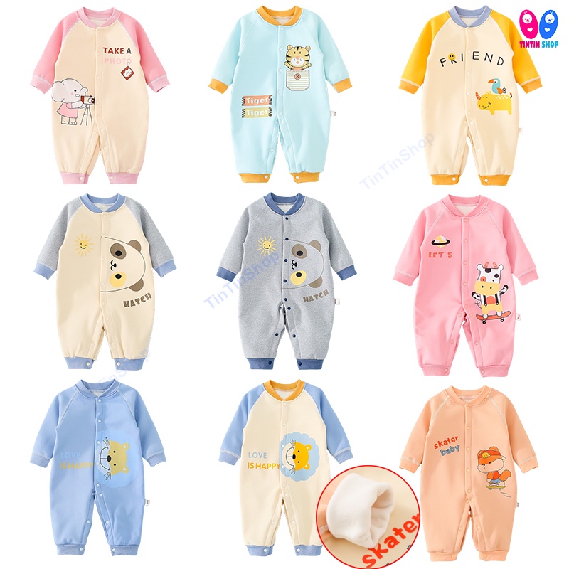 Bodysuit dài tay nỉ lót lông cao cấp cho bé sơ sinh Hàng cao cấp xuất Nhật SLN04