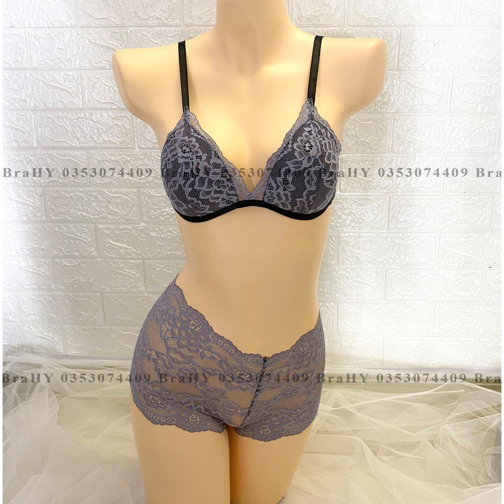 Đồ lót nữ dạng đùi màu xám nguyên set gồm áo + quần BRAHY 065