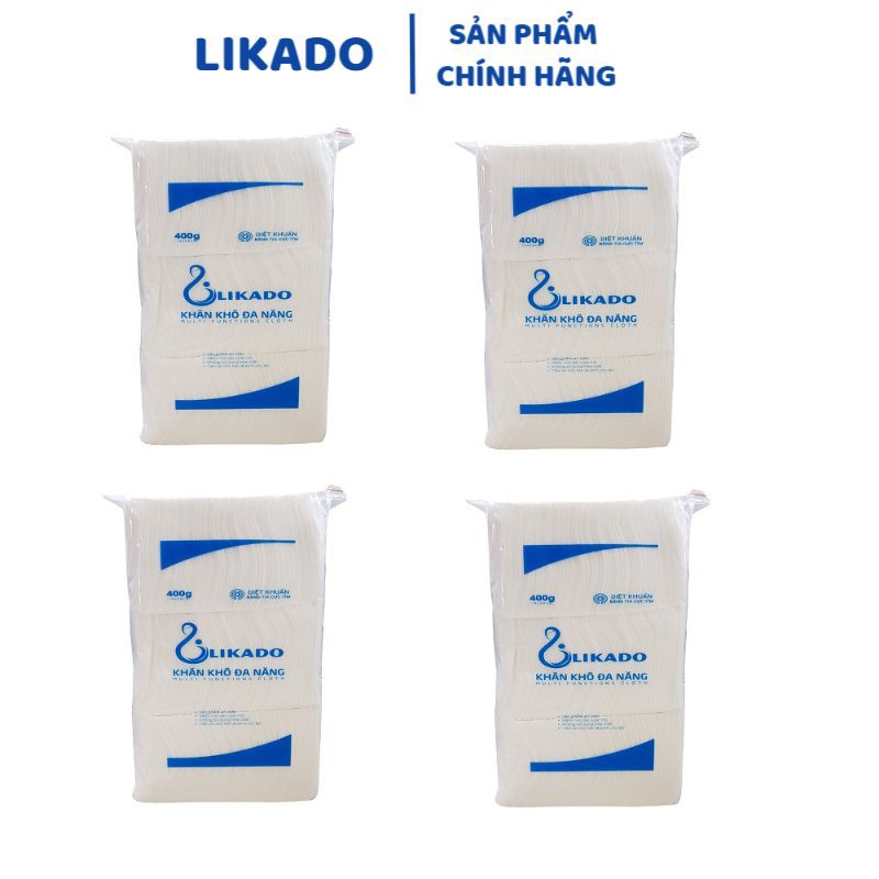 [LIKADO] Khăn vải khô đa năng cho bé Likado 400g (kt 15*20) (4 gói)