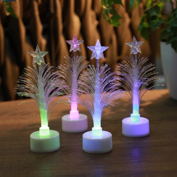 Đèn LED sợi quang hình cây thông Noel phát sáng 7 màu cao 13cm