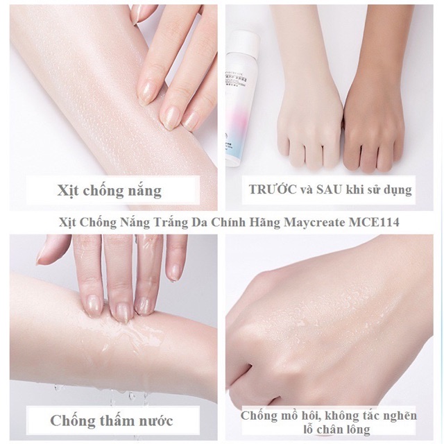 Xịt Chống Nắng Nâng Tông Da Maycreate