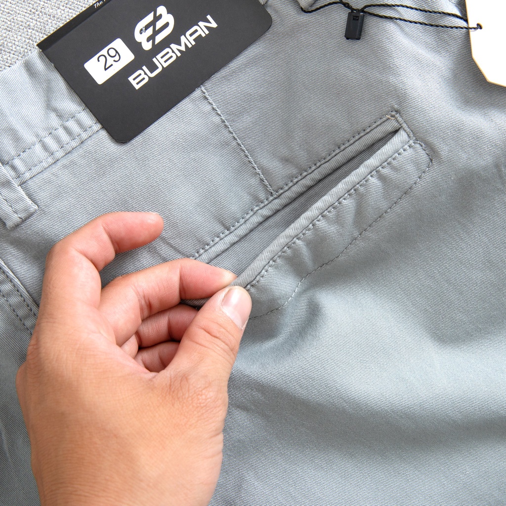 Quần short Kaki Garment màu xám co giãn, năng động, trẻ trung - Bubman