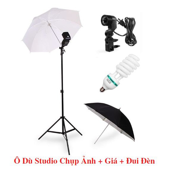 Ô Dù Chụp Ảnh Studio Kèm Giá Đỡ Và Đui Đèn E27