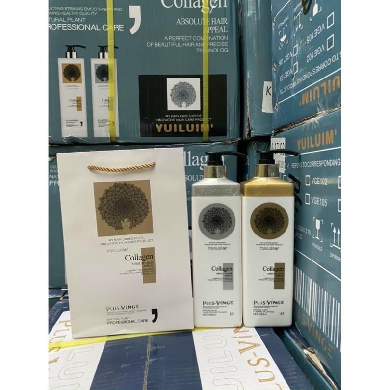 Cặp Dầu Gội Xả Collagen Vinge 1000ML Giảm Rụng Tóc, Ngăn Rụng Tóc, Phục Hồi Tóc Hư Tổn