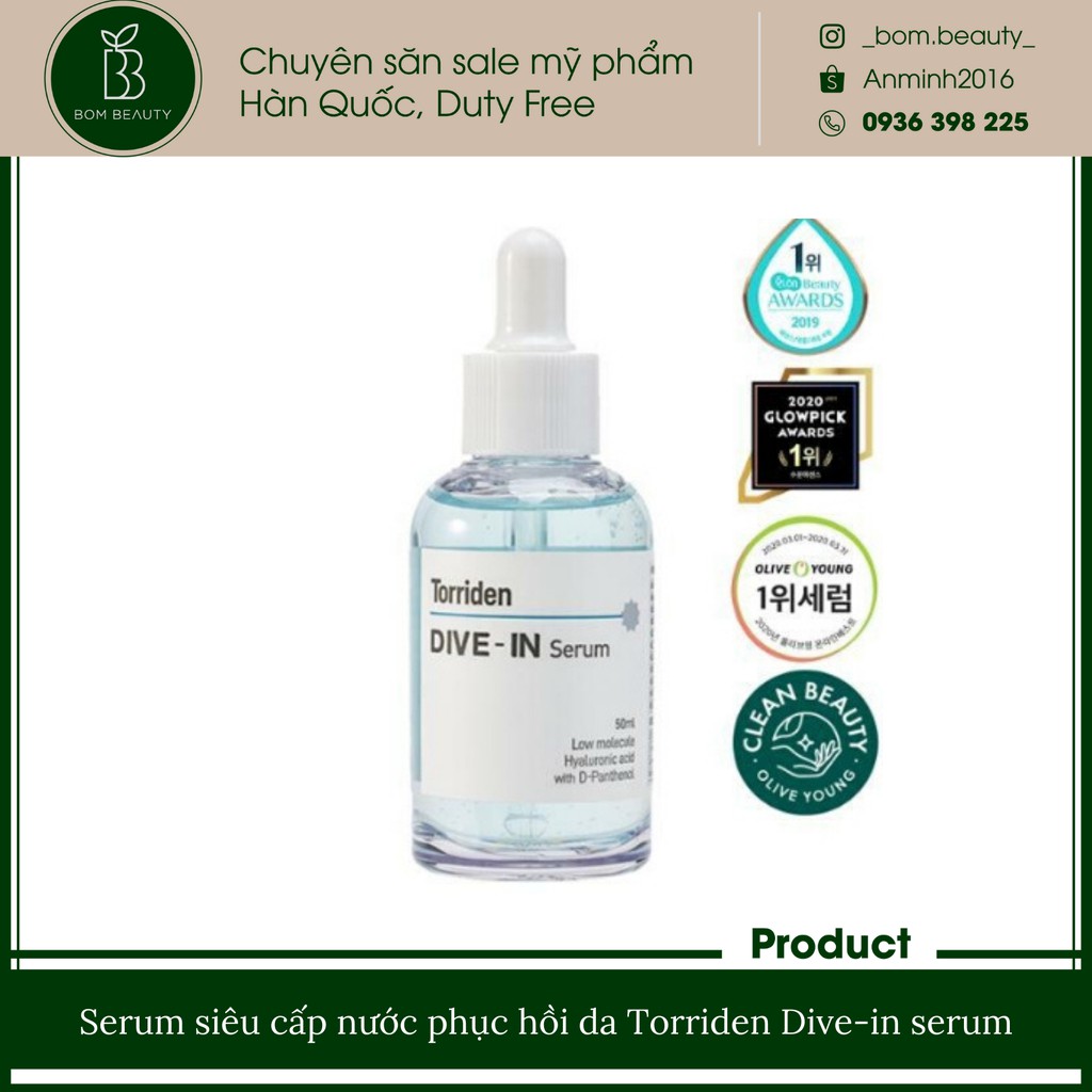 Serum siêu cấp nước phục hồi da Torriden Dive-in serum