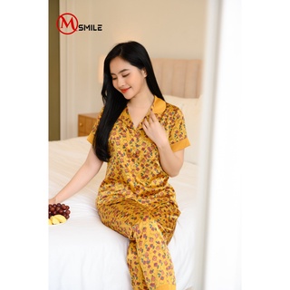 Bộ mặc nhà Pijama Lụa quần dài MSmile BD078