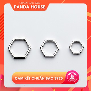 Charm bạc s925 hình lục giác lồng hạt xỏ ngang - Panda House