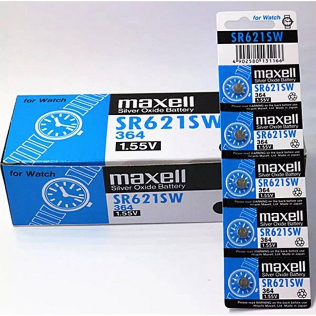 Pin Maxell AG1 / 364 / LR621 / 164 / 531 / SR60 / SR621SW / V164 Silver Oxide 1.55Volt (Made in Japan)