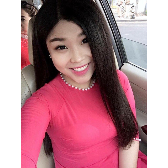 Áo dài cổ tròn màu đỏ CHAANG May sẵn áo dài lụa cổ kiềng, viền hạt cườm ngọc