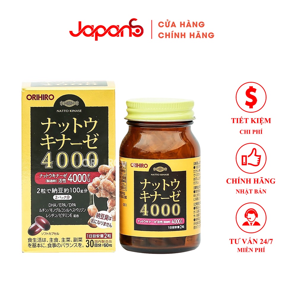 Viên uống hỗ trợ điều trị đột quỵ 4000 FU Orihiro Nhật Bản 60 viên
